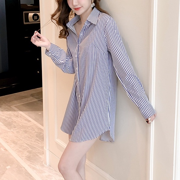 6 màu S-5XL sọc đen Mới trắng Áo sơ mi nữ dài tay Slim trắng đen đỏ vàng Kaki cà phê