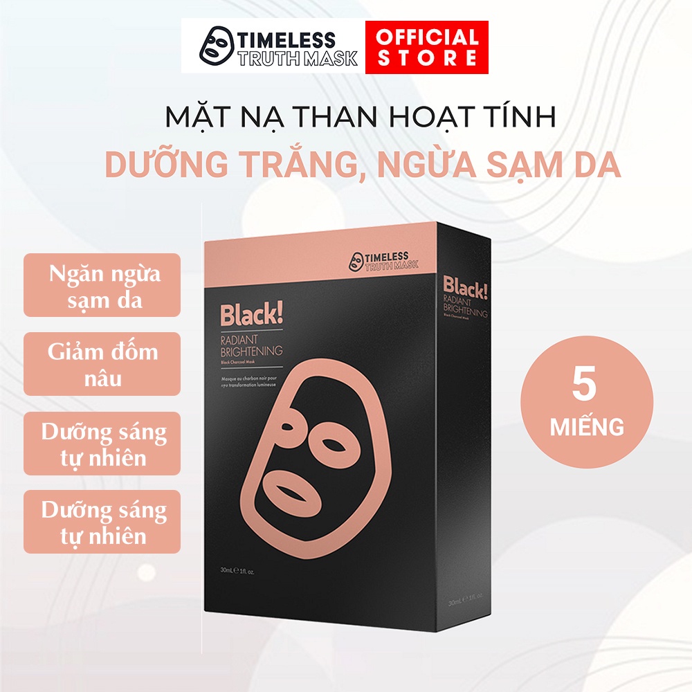 Ảnh Mặt nạ than hoạt tính dưỡng trắng, ngừa sạm da Timeless Truth Mask - Black Radiant (5 miếng x 30ml) 1