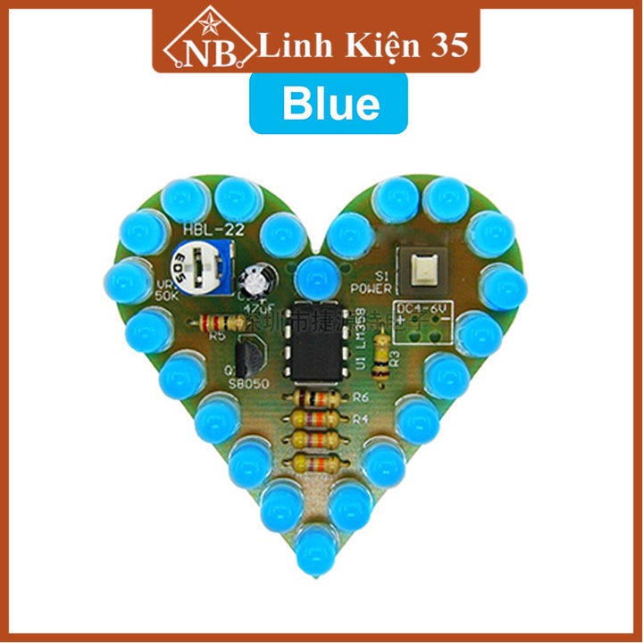 Bộ mạch trái tim mini tự lắp ráp 25 led hai màu đỏ, xanh dương | Shopee ...