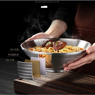 Tô chén bát  ăn cơm ăn mì  2 size 22cm và 20 cm inox 304 chống nóng chống trượt  -  to an com