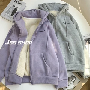 Áo khoác Hoodie nữ zip unisex, áo bomber nỉ bông Ulzzang, mũ áo trùm đầu 2 lớp phong cách thời trang xứ A Nam