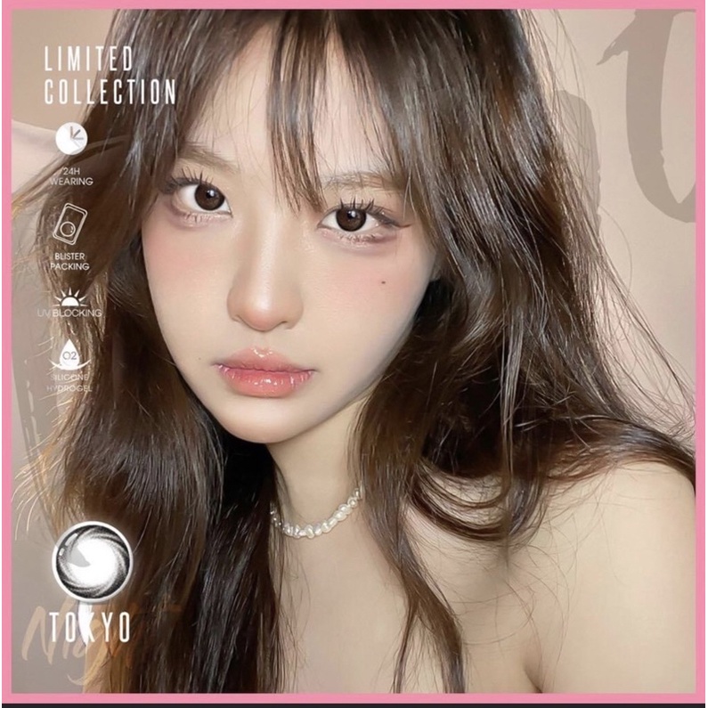 Lens đen có cận dành cho mắt nhạy cảm TOKYO NIGHT  Hàn Quốc ( Giảm giá 35k khách hàng mới )