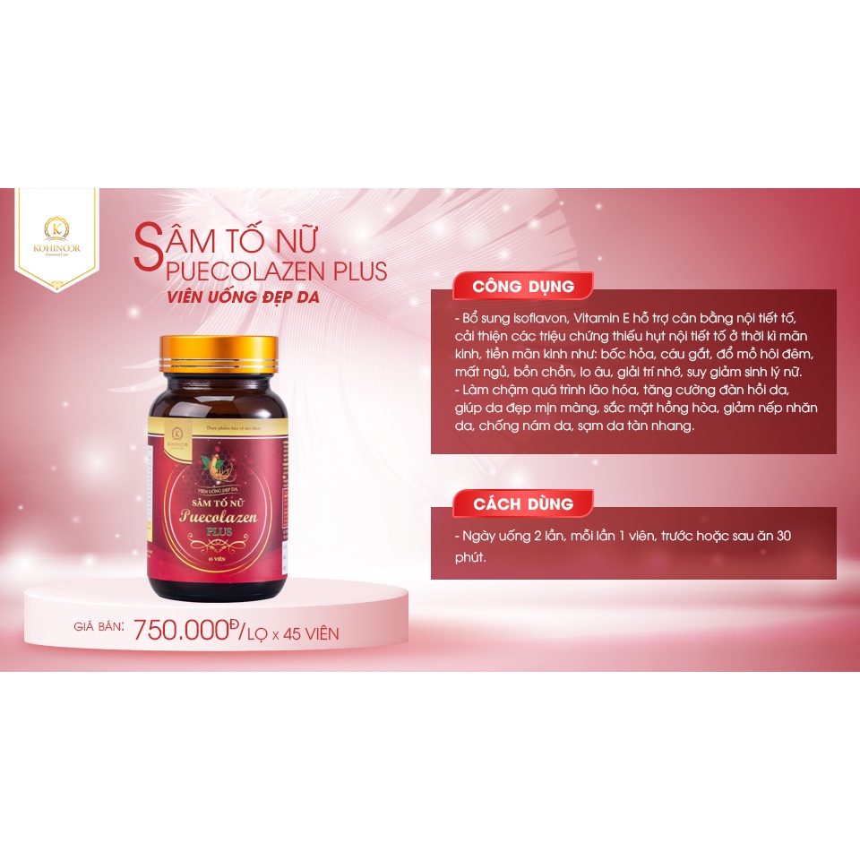 Ảnh Viên uống đẹp da Sâm tố nữ Puecolazen Plus Kohinoor 45 viên 3