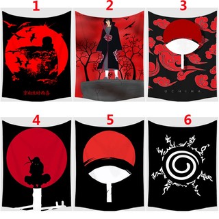 Tấm Thảm Nền Với Hoạt Hình Gia Đình Sasuke Itachi Logo Naruto Anime Polyester Tấm Thảm Phòng Ngủ Ký Túc Xá Treo Tường Tấm Thảm