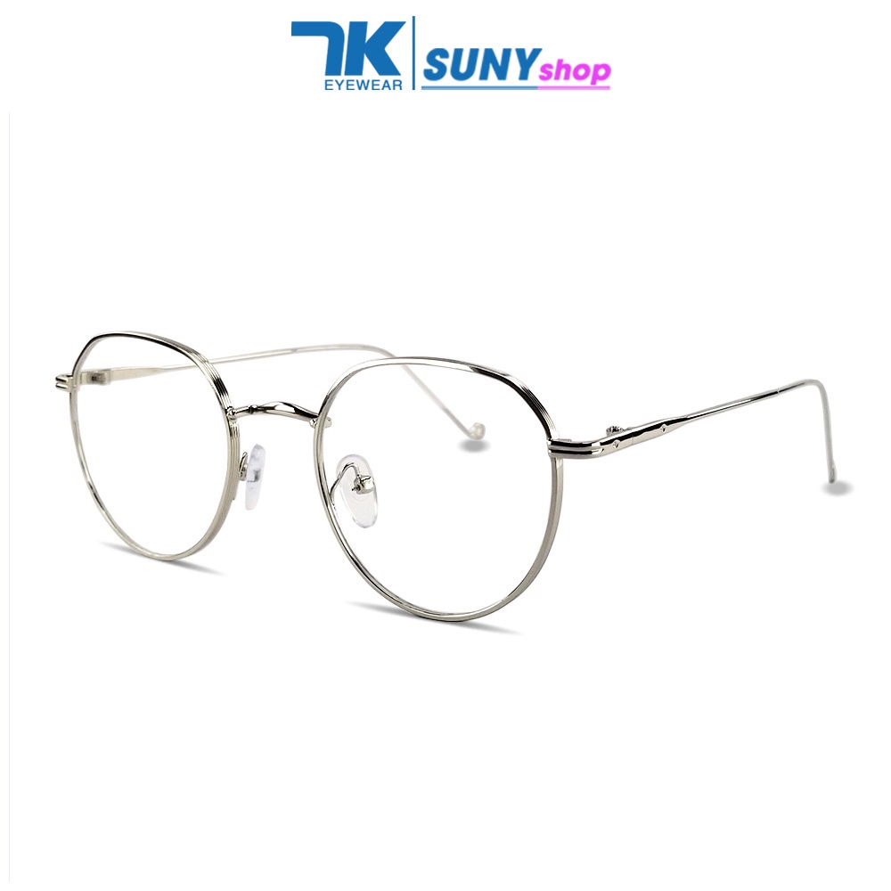 Ảnh Kính cận có độ sẵn 0 - 6 độ nam nữ mắt tròn, gọng kim loại viền dày 7K3514. Tròng chống UV, ánh sáng xanh, đổi màu 1