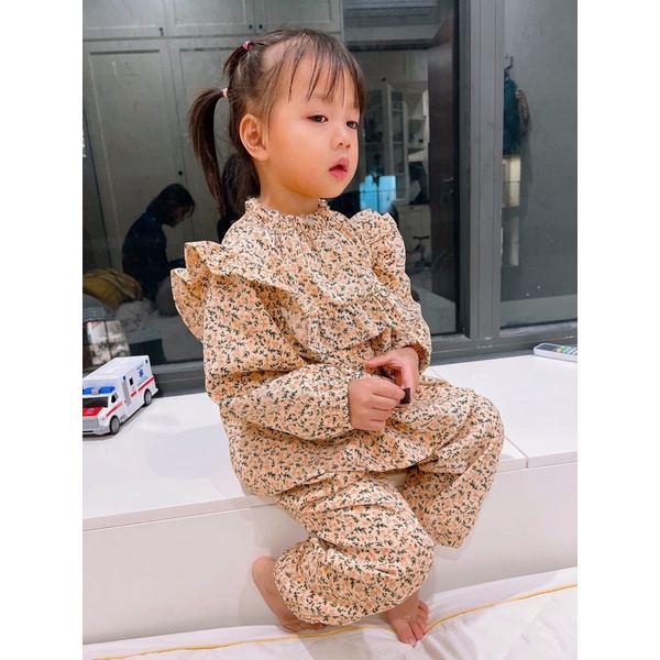 Bộ Nhung Tăm Mềm Mịn Vintage Cho Bé Gái 5-16Kg Liena'S Closet