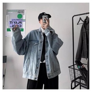 Áo Khoác Jeans Nam Nữ From Rộng Màu Xanh Trơn, Áo Bò Unisex Phong Cách Hàn Quốc