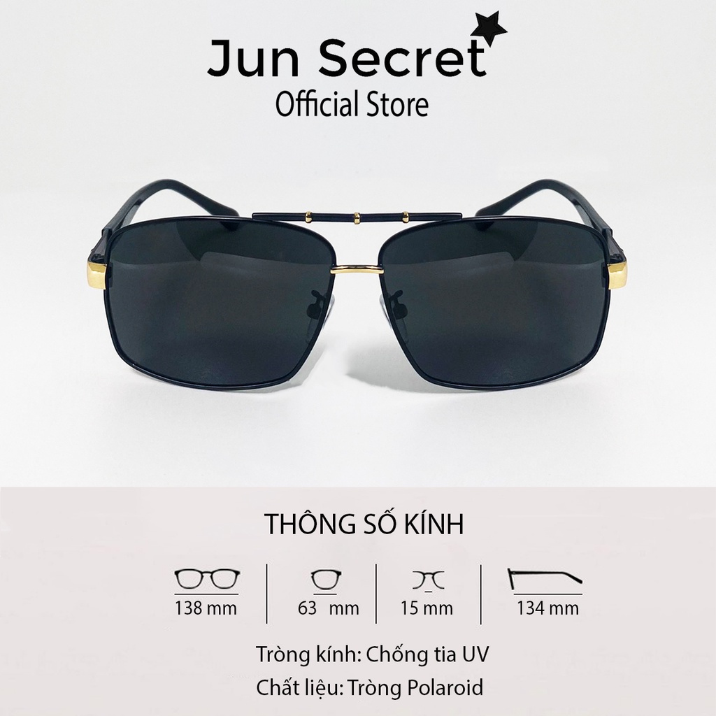 Ảnh Mắt kính thời trang nam cao cấp Jun Secret kiểu dáng gọn nhẹ tròng kính Polaroid chống chói, chống tia UV JS50A50DEN 1