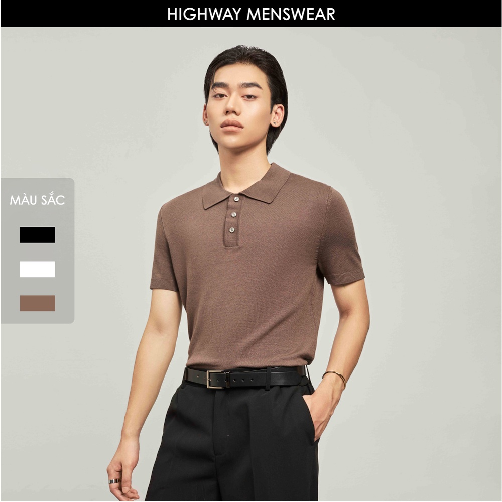 Áo polo nam len dệt kim Premium Highway (Menswear) Aston Nâu