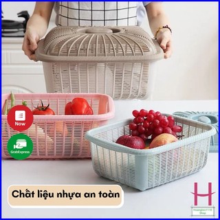 Rổ vuông có nắp đựng đồ nhựa Việt Nhật N199, Rổ đựng rau củ quả, bát đĩa kèm nắp đa năng tiện lợi { H }