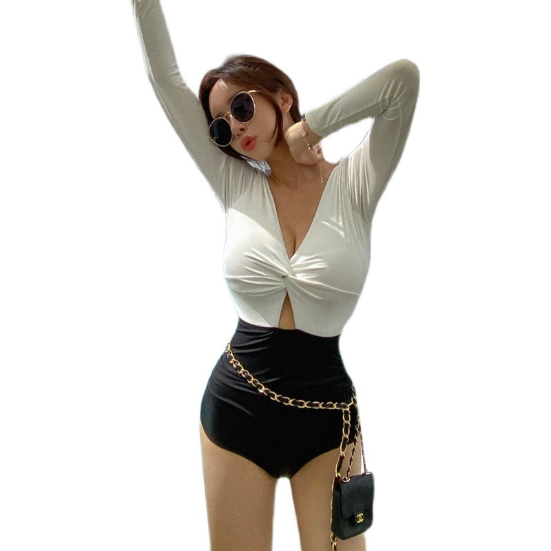 Bikini dài tay đồ bơi nữ kín đáo đi biển liền thân vải co giãn 4 chiều chất đẹp 2022 MN47 2634 DK12T101 spe