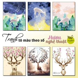 [TỔNG HỢP] Tranh Tô Màu Theo Số Madoca Khung 40x50cm Hươu Tuần Lộc