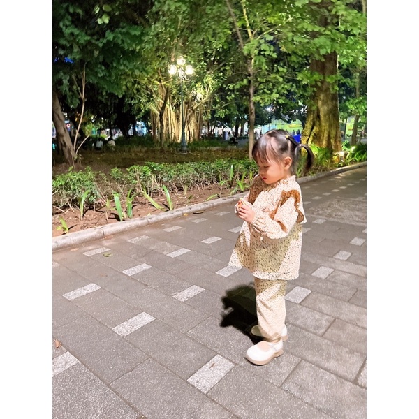 Bộ Nhung Tăm Mềm Mịn Vintage Cho Bé Gái 5-16Kg Liena'S Closet