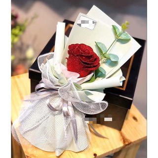 Bó hoa hồng sáp 1 bông sang trọng, dễ thương, thơm nhẹ- CEVERIA- hoa sáp, hoa hồng, bó hoa tặng bạn gái