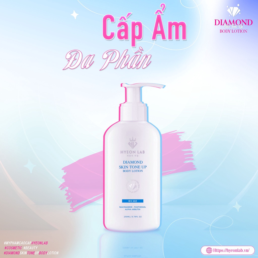 GIẢM 20% Kem Dưỡng Trắng Da Toàn Thân Diamond Skin Tone Up Body Lotion, BODY TRẮNG DA, KHÔNG BẾT RÍT