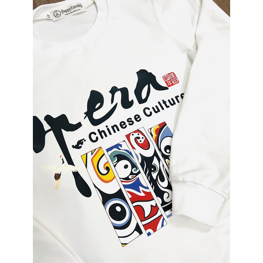 Áo Sweater Unisex HappyFamily OPERA Chất Cotton 100 Cao Cấp-3 Màu Trắng/Đen/Xám Trẻ Trung