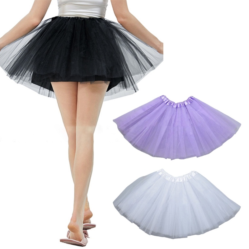 Da Nữ Co Giãn Váy Công Chúa Người Lớn 4 Lớp Váy Tutu Đảng Ballet Váy Mini