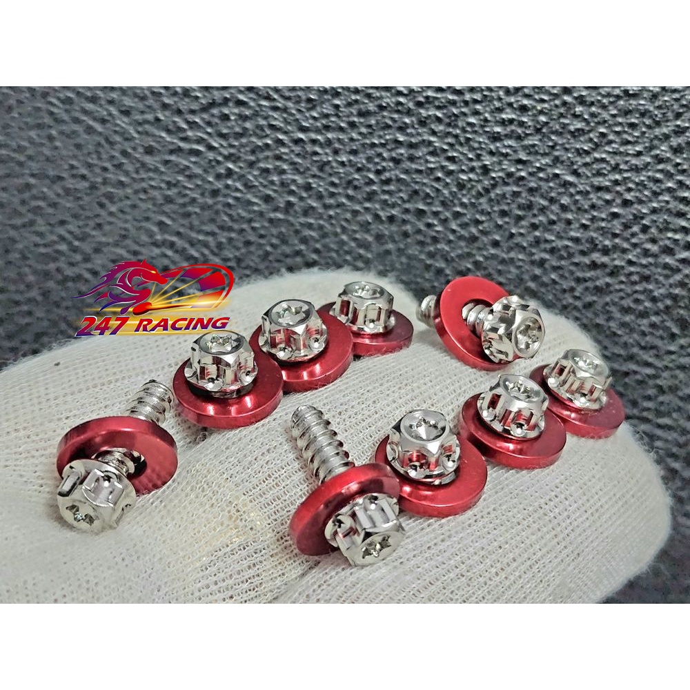 Combo 10 ốc Salaya 5li18 TRỤ răng Thưa tặng kèm long đền Đỏ gắn dàn áo xe máy Sirius Wave Dream Blade Winner Exciter Son
