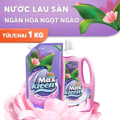 Ảnh Combo Nước Lau Sàn MaxKleen Hương Ngàn Hoa Ngọt Ngào: Chai 1kg + Túi 1kg 1