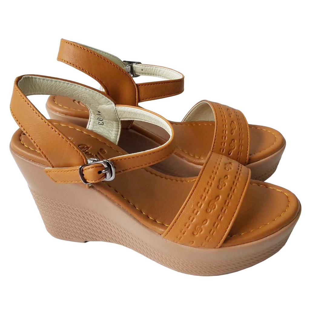 Giày Sandal Đế Xuồng BIGGBEN Da Bò Cao 9 Phân HKD613