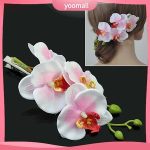 Yoomall| Trâm Cài Tóc Đính Hoa Phaenopsis Giả Thời Trang Cho Cô Dâu