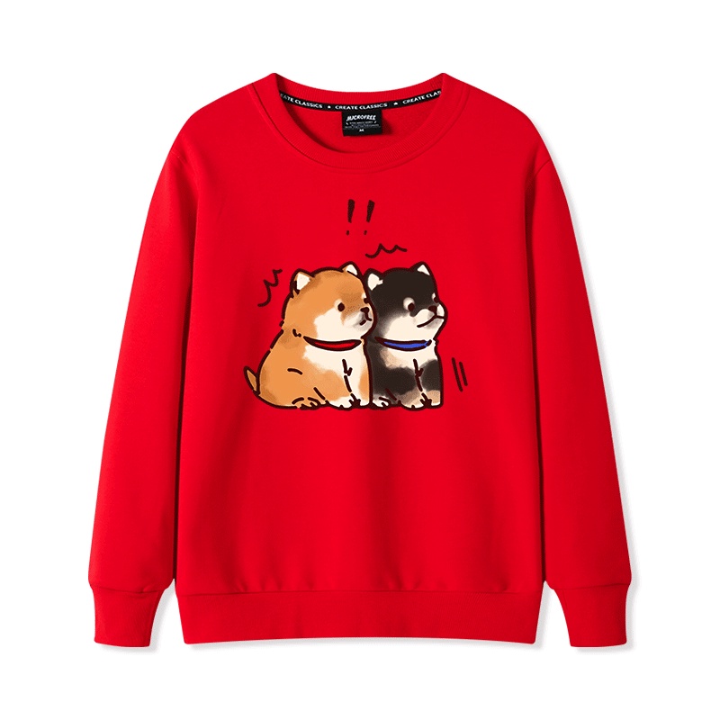 Áo Sweater Nữ HappyFamily In Hình 2 Chú Chó Con Xinh Xắn Đáng Yêu Chất Cotton 100 Cao Cấp