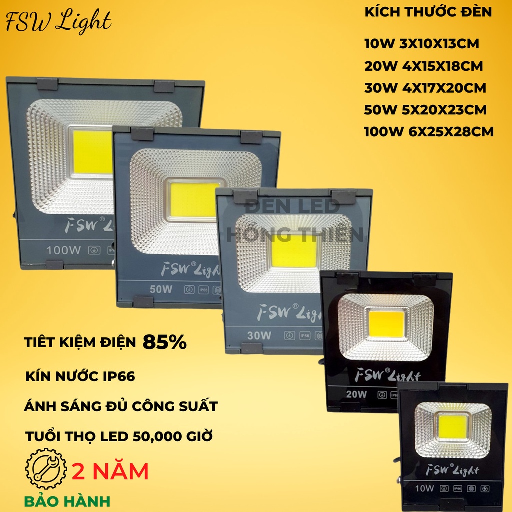 Đèn Pha Led Gắn Biển Hiệu Cao Cấp FSW 10w 20w 30w 50w 100w Ánh Sáng ...