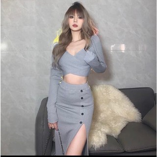 Set thiết kế hotgirl sexy tôn dáng /set đi tiệc,set bộ kiểu tay dài