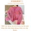 Áo len nữ cardigan len dệt kim dày dáng ngắn sọc caro màu hồng thời trang hàng Quảng Châu cao cấp fizano