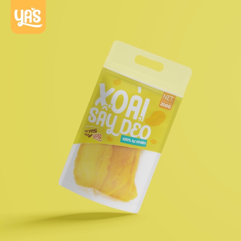 Xoài sấy dẻo chua ngọt YAS túi 200g nguyên miếng chất lượng dùng làm đồ ăn vặt, quà biếu