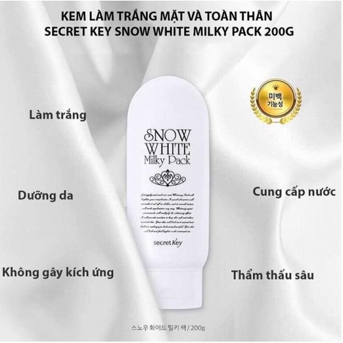 Kem ủ trắng toàn thân Secret Key Snow White Milky Pack 200g