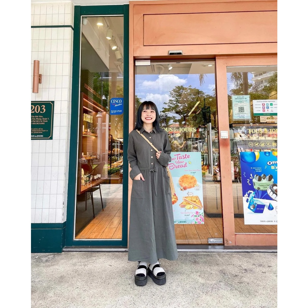 Alva Linen Dress - Đầm linen có dây thắt eo Remmus cho nữ