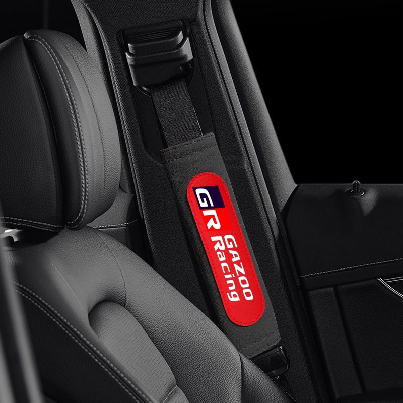 Set 2 Đệm Da Bọc Dây Đai An Toàn In Họa Tiết Cho Xe Hơi Toyota GR GAZOO RACING GR