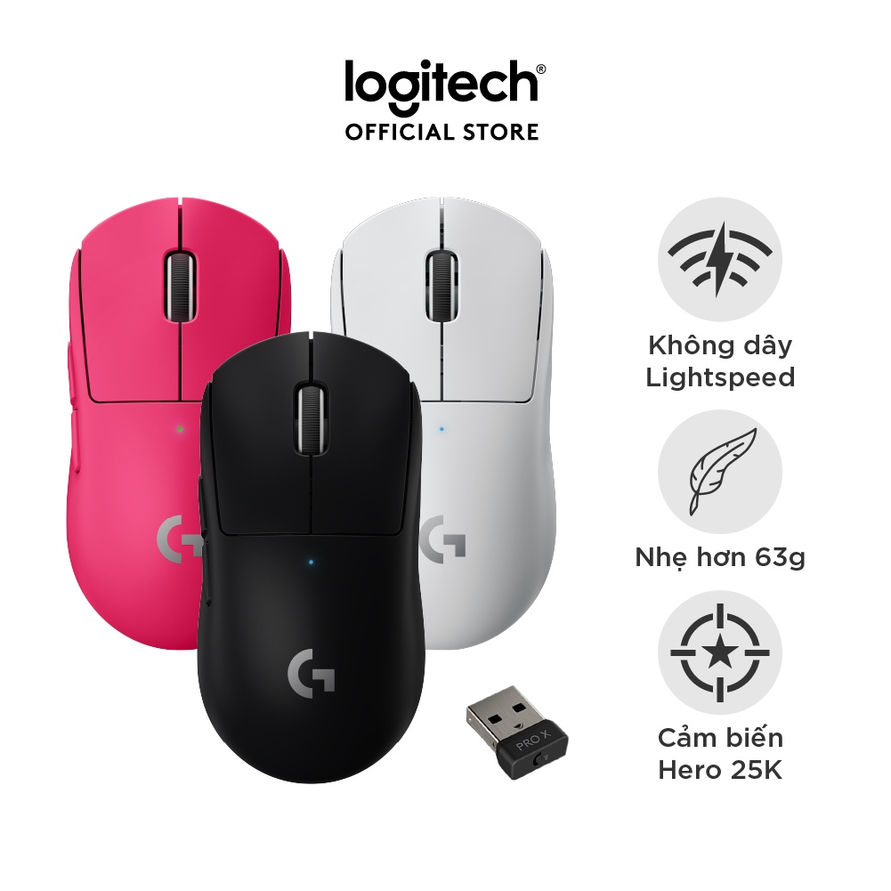 Chuột game không dây Logitech G Pro X Superlight – Siêu nhẹ, 5 nút lập trình, pin lâu