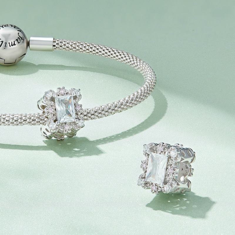 Bamoer Mặt Vòng cổ Bạc 925 Đính Đá Zircon Tự Làm Trang Sức Vòng Tay Và Vòng cổ