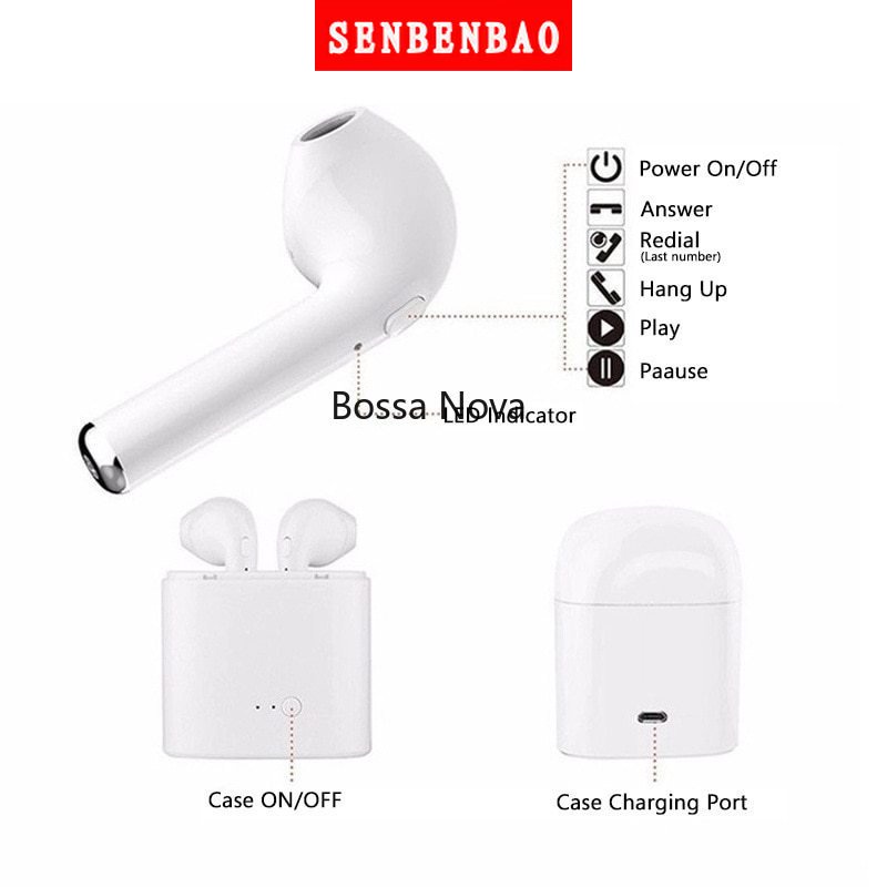 Tai Nghe Bluetooth Không Dây i7S TWS Kèm Hộp Sạc Phong Cách Thời Trang Giá Rẻ