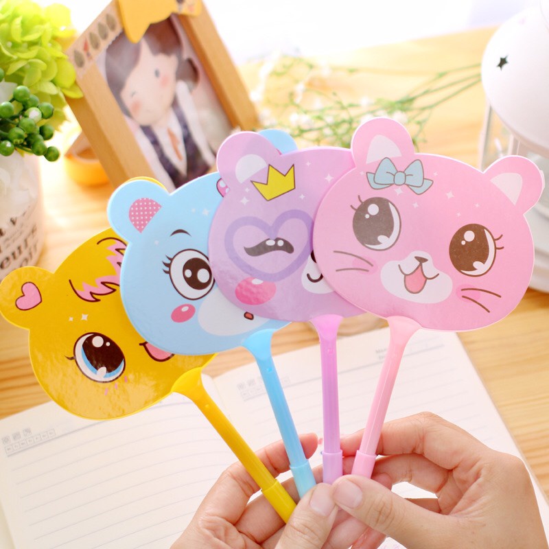 (2 cây) BÚT BI HÌNH QUẠT SIÊU DỄ THƯƠNG - mực XANH (Đồ Dùng Dạy Học Miki)