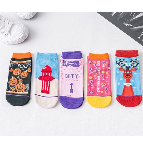 Tất vớ vải cotton co giãn hoạ tiết độc đáo phong cách Ulzzang Hàn Quốc cho nam nữ