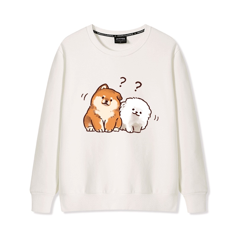 Áo Sweater Nữ HappyFamily In Hình 2 Chú Chó Con Xinh Xắn Đáng Yêu Chất Cotton 100 Cao Cấp