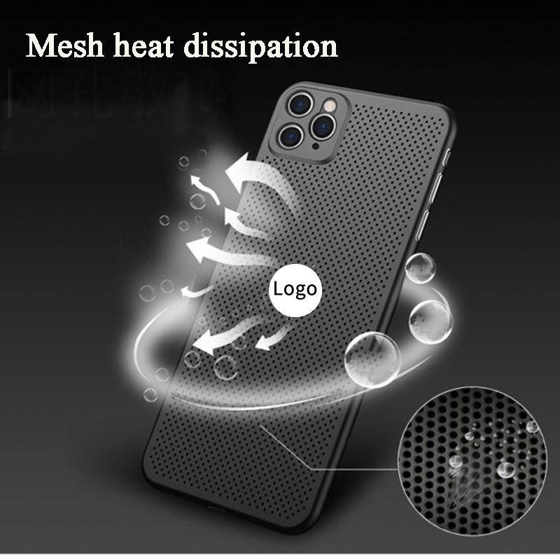 Ốp điện thoại làm mát thoáng khí tản nhiệt cho iPhone 14 13 12 11 Pro MAX Màu trơn