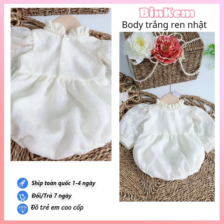 Váy Bé Gái Sơ Sinh BINKEMSHOP. Body Đầy Tháng Rèn Nhật Cho Bé Tặng Kèm Mũ. Bodysuit Cho Bé Sơ SInh 0 12 Tháng
