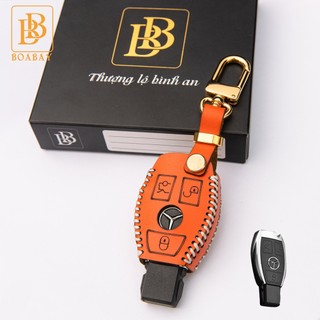 Bao Da Chìa Khóa Ô TÔ MERCEDES Benz khoá nhỏ Da Bò thật hàng cao cấp Bảo hành 2 năm khắc tên và số điện thoại chủ xe