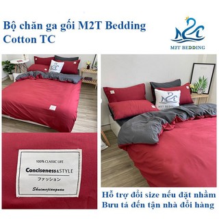 Bộ chăn ga gối Cotton Tici M2T bedding - chăn ga phong cách Hàn Quốc màu sắc lạ mắt - miễn phí bo chun
