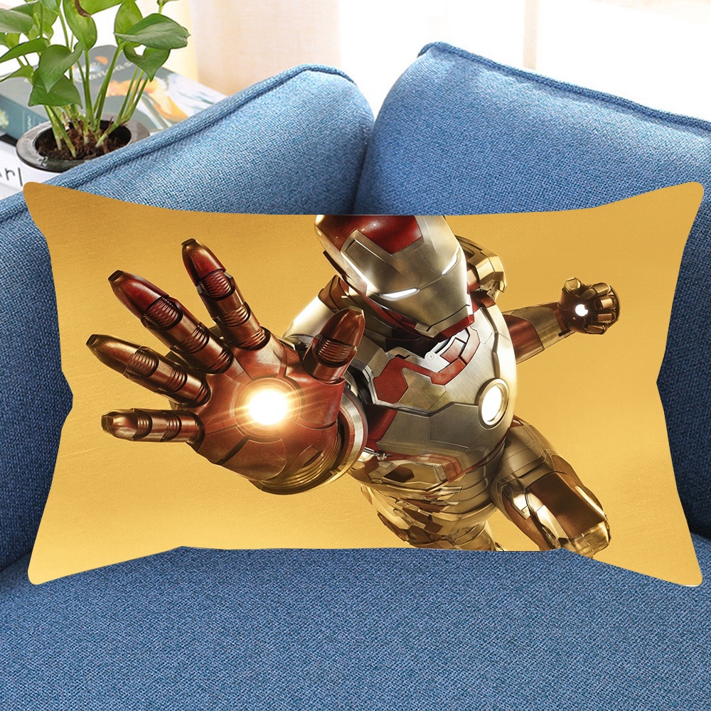 Vỏ Gối Chữ Nhật In Hình Iron Man Một Mặt Bằng Polyeste Trang Trí Nhà Cửa (Không Kèm Lõi)