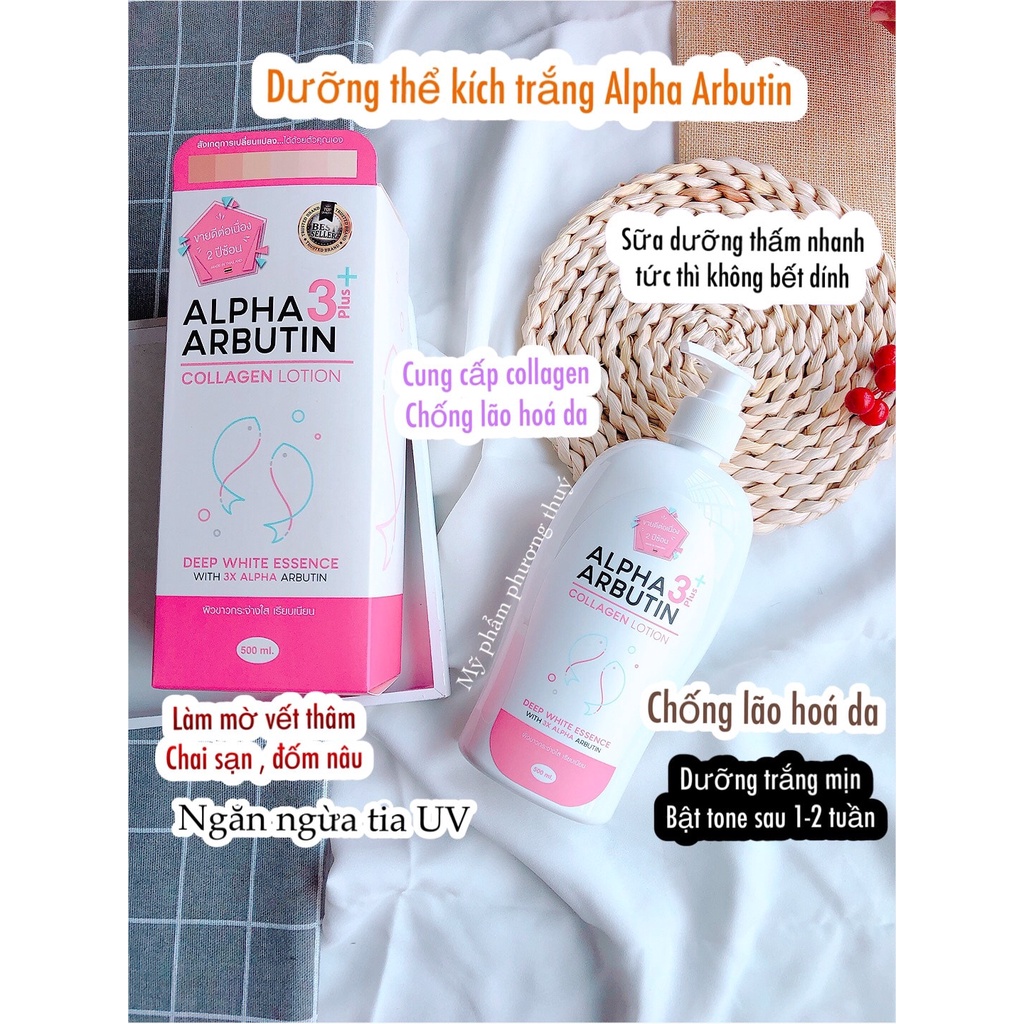 Sữa Dưỡng Thể Trắng Da Alpha Arbutin Thái Lan Collagen Lotinon Dưỡng Da Trắng Mịn, Chống Tia UVA Và UVB