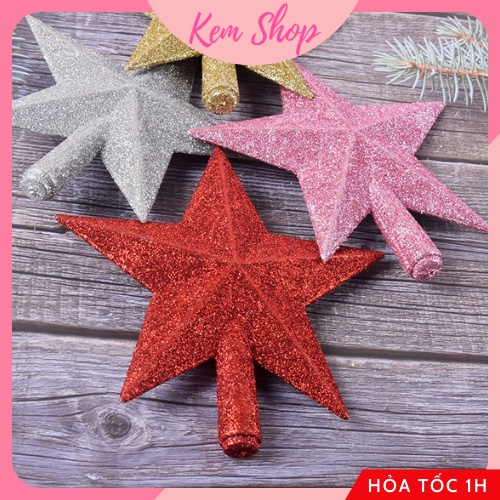 Ngôi sao kim tuyến vàng bạc đỏ trang trí cây thông Noel Giáng Sinh - Kem Shop K224