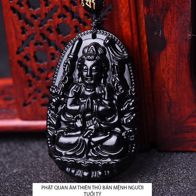 Mặt dây chuyền phật Quan Âm Thiên Thủ size nhỏ 3.7cm x 2.4cm - Bản mệnh người tuổi Tý-Tặng kèm theo dây