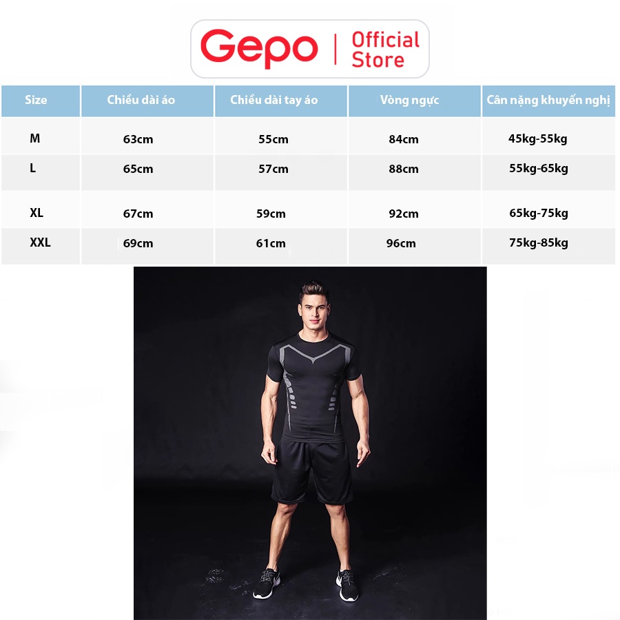 Ảnh Áo Thể Thao Nam Cộc Tay Chuyên Tập Gym Chất Liệu Co Giãn Thấm Hút Mồ Hôi Ôm Body GEPO 2