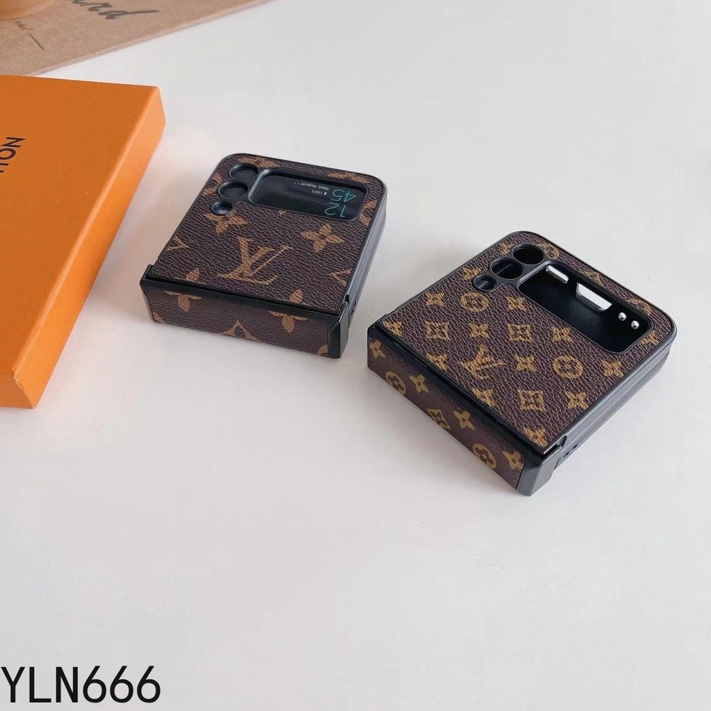 Ốp Điện Thoại Gấp Da PU Sang Trọng Thời Trang Cho Samsung Galaxy Z Flip 7 7FE 6 5 4 3 Cho Z Flip7 Classic Thiết Kế Bao Gồm Tất Cả Ốp Điện Thoại Chống Sốc