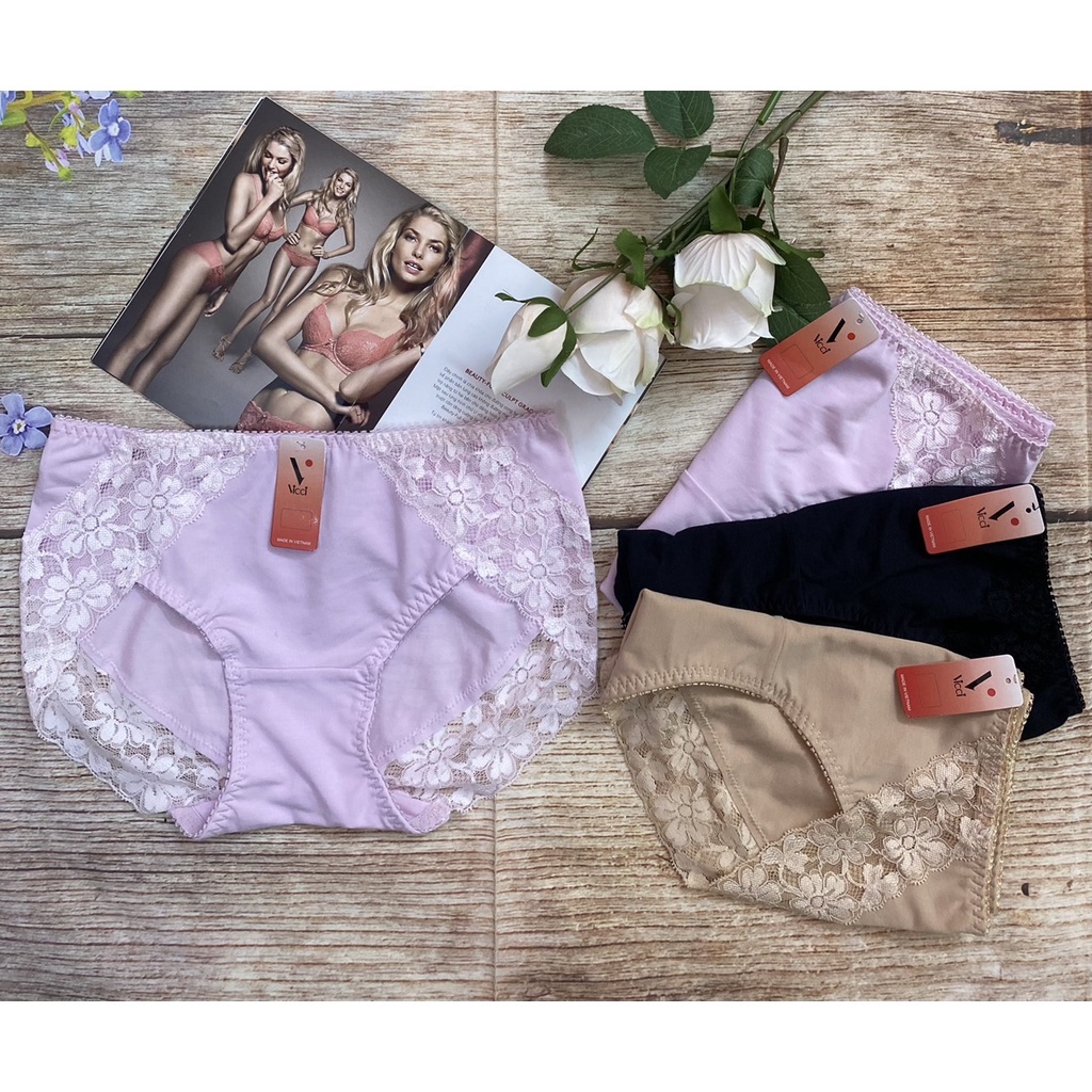 Ảnh Quần lót nữ cotton Nhật Vicci 103 dáng lưng vừa, viền ren mềm mịn, kháng khuẩn 3